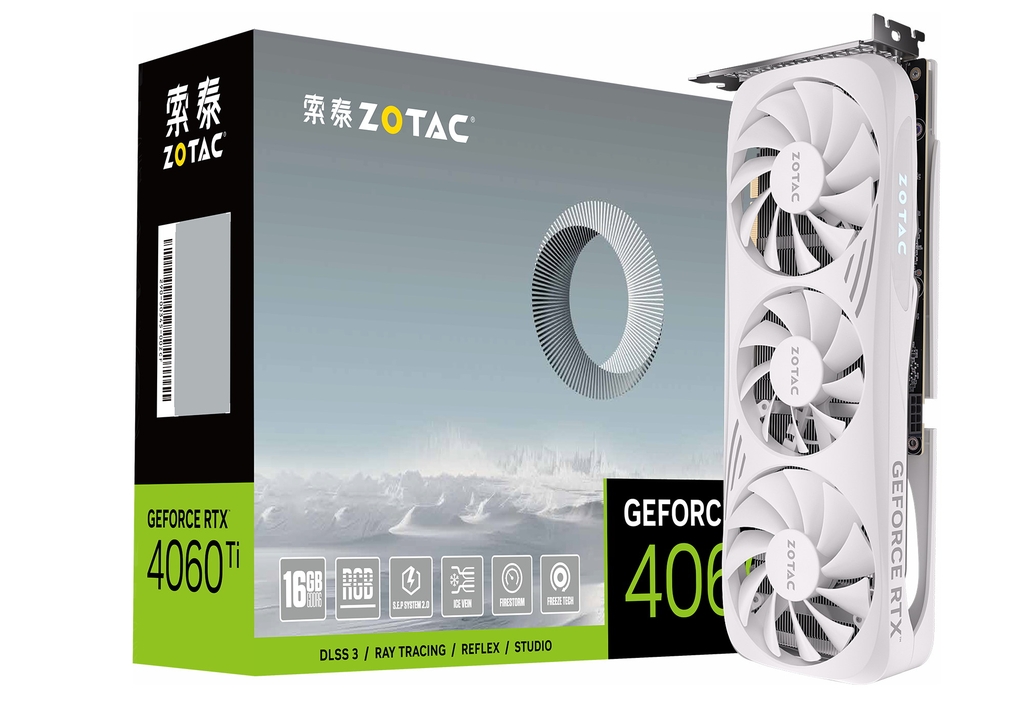 索泰 GeForce RTX 4060Ti-16GB 月白 OC