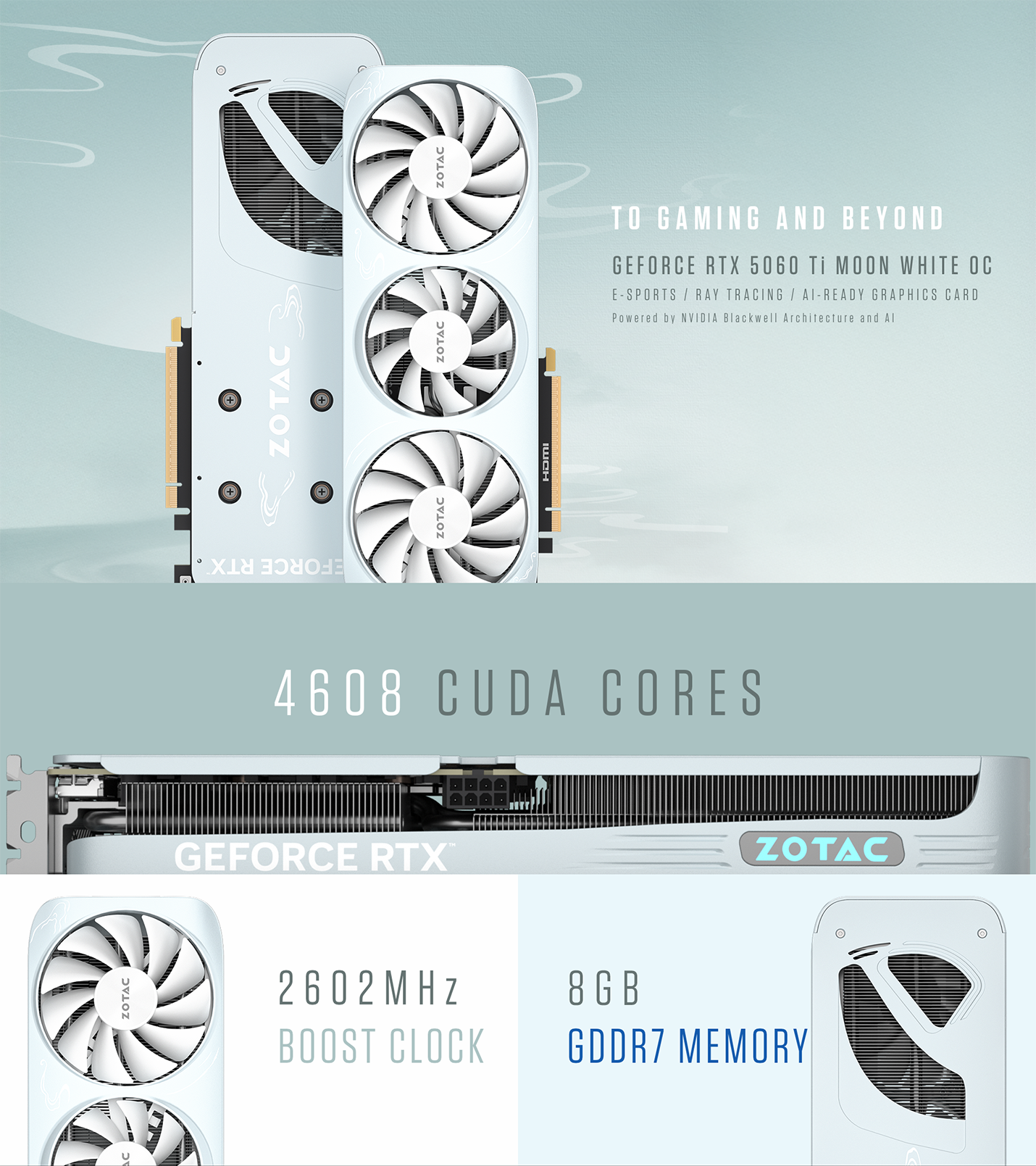 ZOTAC GAMING GEFORCE RTX 5060 Ti 8GB MOON WHITE OC | ZOTAC