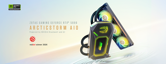 ZOTAC GAMING GeForce RTX 5090 ARCTICSTORM AIO Wins Red Dot Design Award 2026