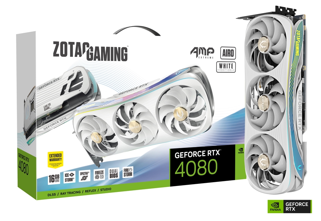 ZOTAC GAMING GeForce RTX 4080 16GB AMP Extreme AIRO White Edition