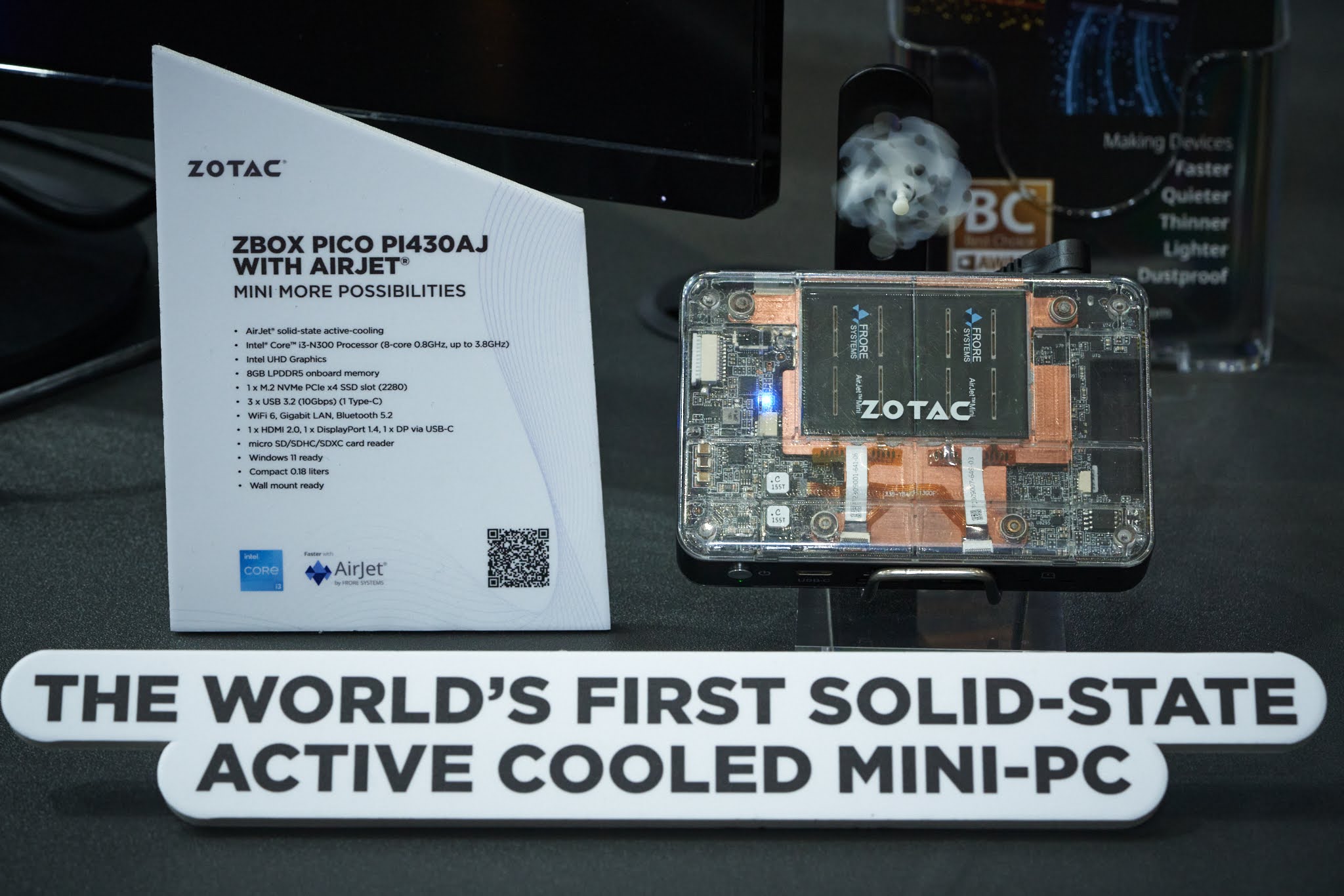 Zotac PI430AJ Pico mini PC features Airjet solid-state active cooling